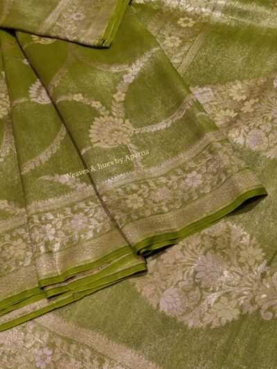 Handwoven Benarasi Katan silk Tissue saree with beautiful zari work