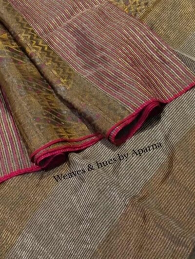 Handwoven Tissue silk saree with beautiful zari motifs all over the saree