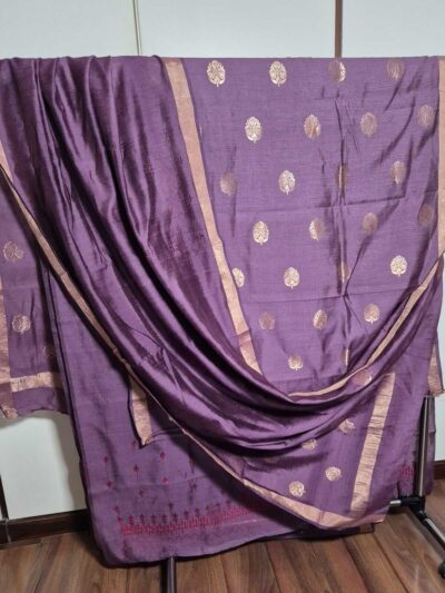 Benarasi muga silk 3 piece suit in a garnet colour